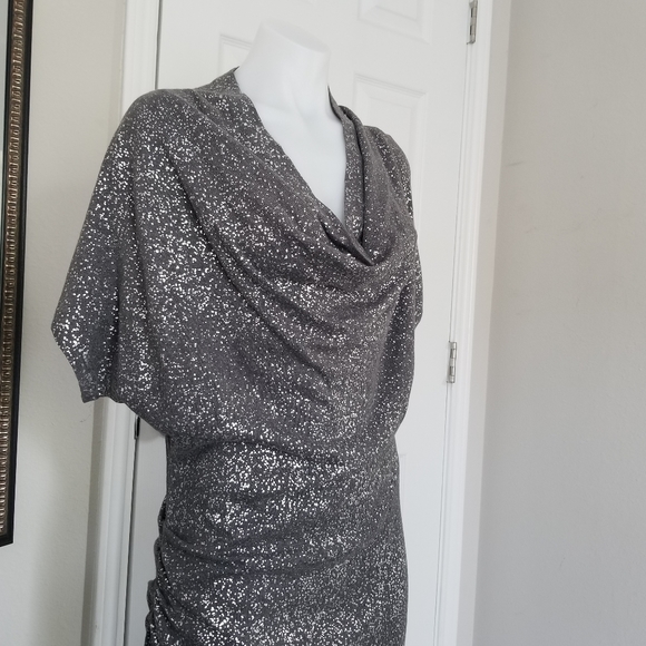 Calvin Klein Cinch Sweater Dress Silver Splatter S - Picture 2 of 12